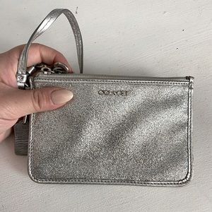 Coach Silver Glitter Wristlet